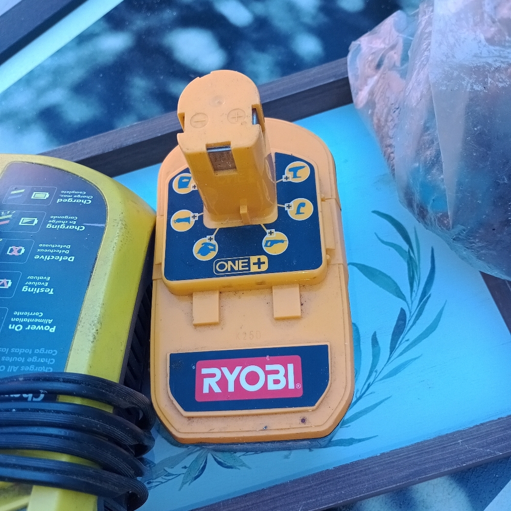 Ryobi charger and two batteries